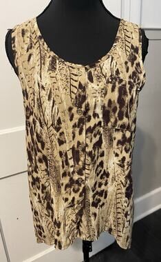 Blue pepper Women’s Short Sleeve Brown Print Blouse Size medium